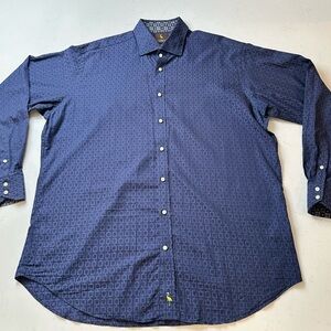 Tailorbyrd - Men's Blue Patterned Shirt - XXL